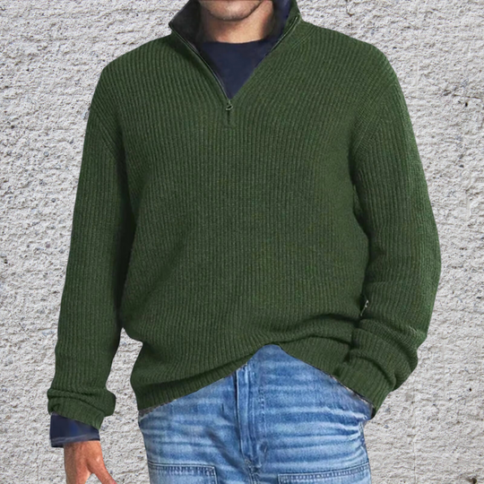 Alfio® | Maglione casual in lana con cerniera