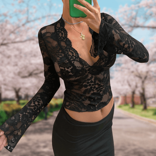 Valentina® | Crop top floreale con pizzo